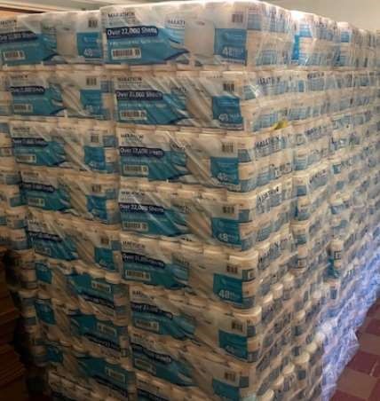 Donation of 6 pallets of toilet paper from Georgia-Pacific.