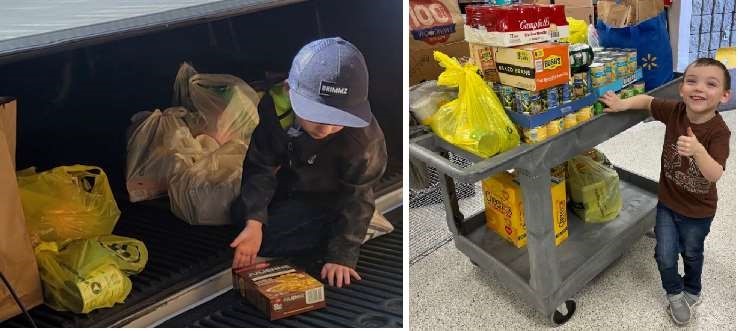 Grandpa & Grandson, 4, Deliver Food Donations to Hope Center Pantry